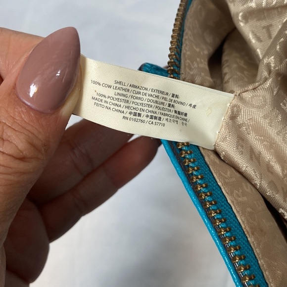 Kate Spade | Pebbled Leather Turquoise Cross Body Bag | 9 x 7 x 1.5 inches - Picture 9 of 11